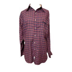 Vintage Jones New York Men’s Plaid Shirt Sz 16 Red Cabin Preppy Cotton Blend